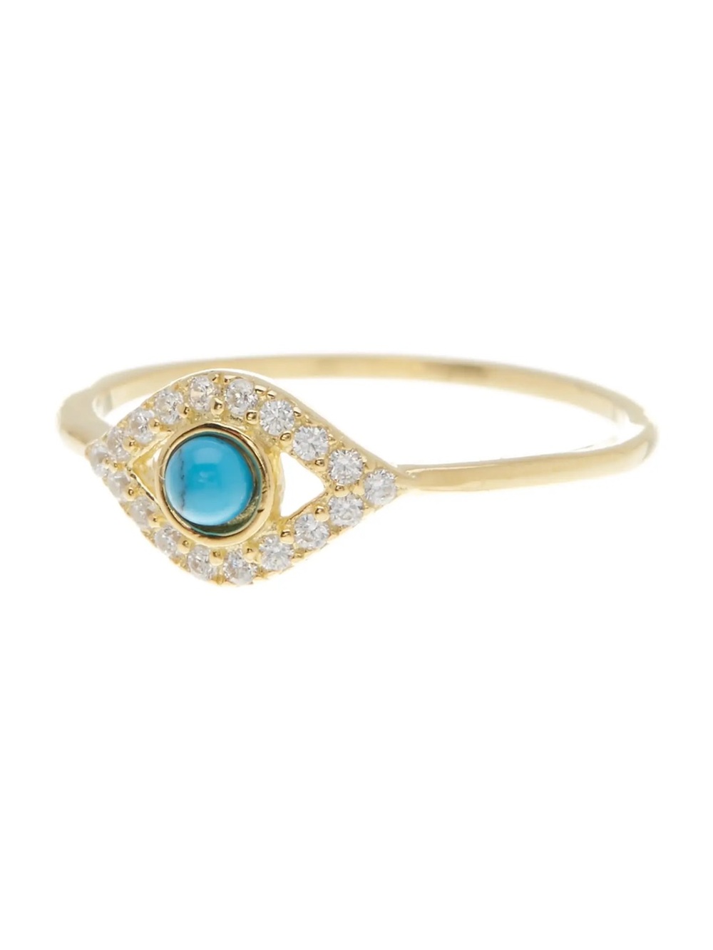NIB Adorina 14K Yellow Gold Plated Turquoise & Swarovski Crystal Evil Eye Ring 5